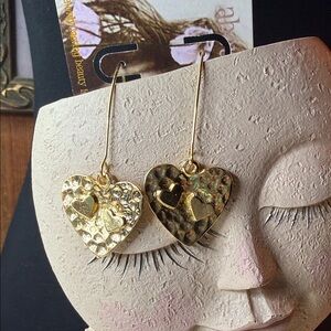 double Heart Dangle Earrings